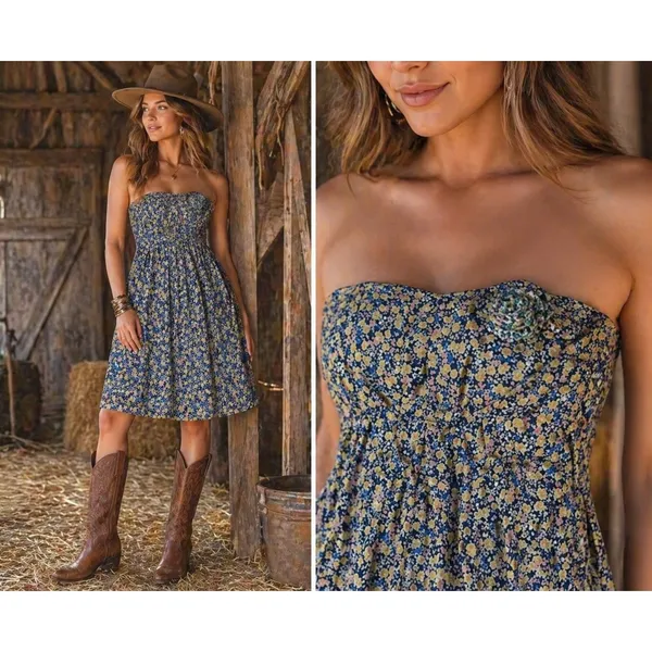 Miss Me MM Couture Strapless Floral Dress Women's‎ Medium NWT Detachable Straps - Image 2