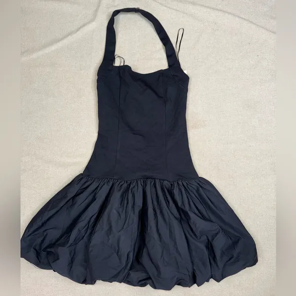 GLG Good Luck Gem Mini Dress Womens XS Black Halter Drop Waist Bubble Hem - Image 3