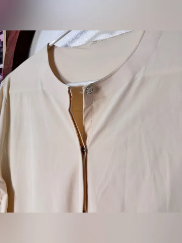 Lululemon Button Down Long Sleeve Top Panel Back Ivory Cream - Image 4