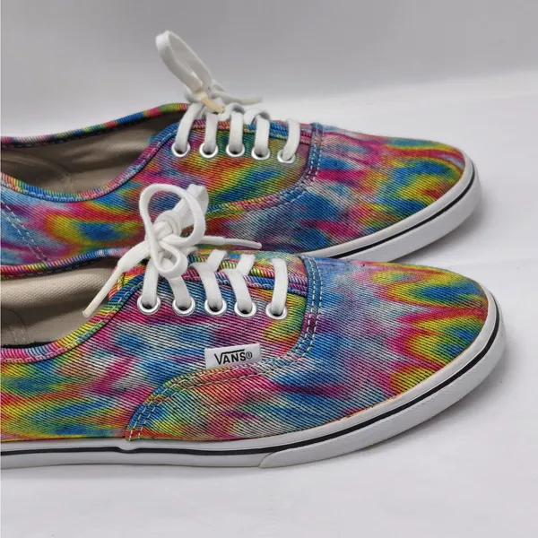 Y2K Vans Rainbow Tie-Dye Canvas Sneakers Women's 7 Skater Preppy Casual Shoes - Image 6