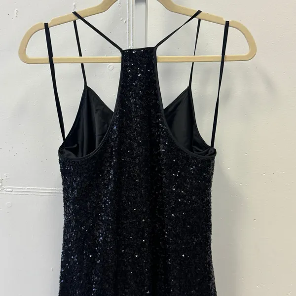 Pearl Georgina Chapman Marchesa Black A Line Swing Sequin Mini Dress Sz 6‎ - Image 6
