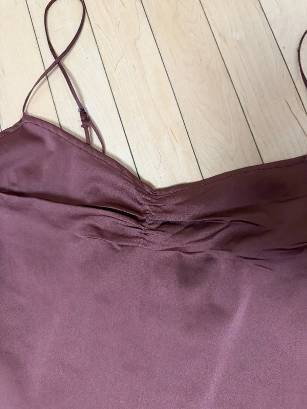 Abercrombie & Fitch Brown Silky Satiny Cropped Camisole Top New Size Small - Image 3