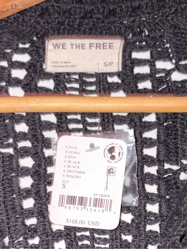 NWT Free People We The Free Friend Of A Friend Crochet Sweater Small Black - Image 5