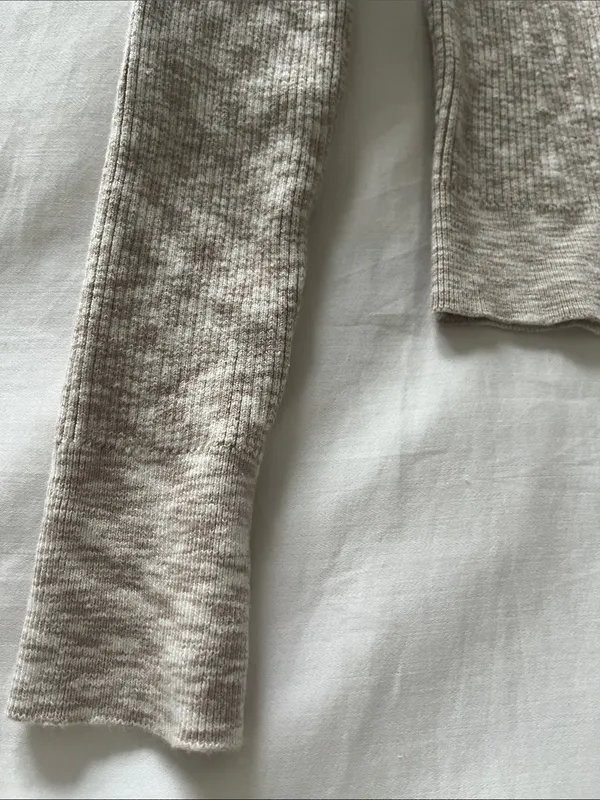 Abercrombie & Fitch | Marled Ribbed Half Zip Collar Sweater Top Beige Cream XXS - Image 5
