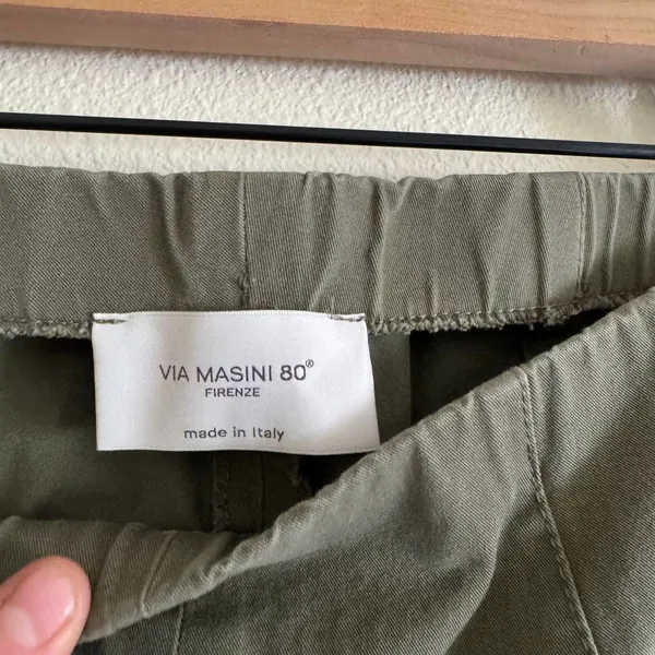 Via Masini 80 Firenze Olive Pull On Cigarette Pants Made Italy Stretch Ankle - Image 3