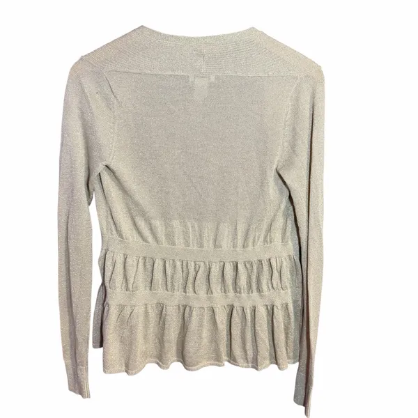 Y2K Cache Women's Beige Shimmer Cardigan Sweater XS - Image 2