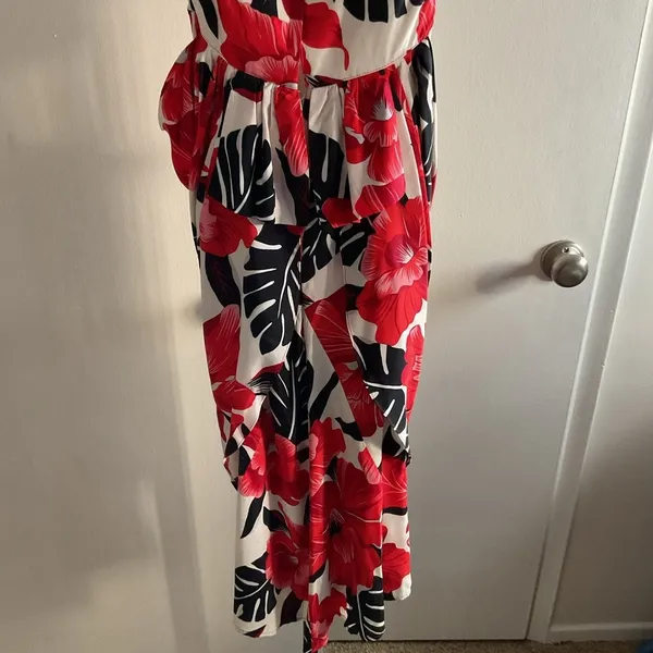 Vintage Hearts Strapless Red Floral Mini Dress 5 90s Y2K Party Coquette Retro - Image 9