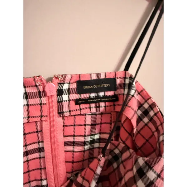 Urban Outfitters Pink Plaid Mini Dress Spaghetti Straps Square Neck Size XS‎ - Image 2
