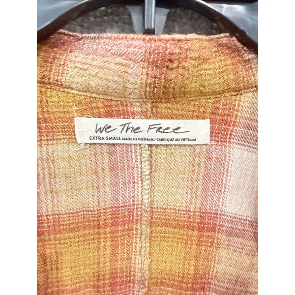 Free People Women Dress XS Brown Plaid Balloon Sleeve Mini Shirt Dress - Image 8
