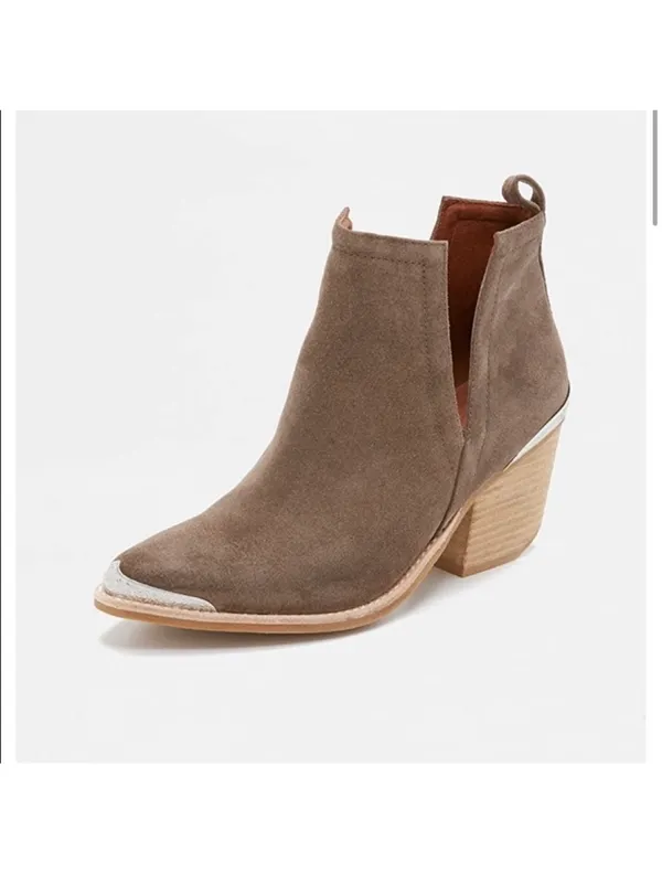 Jeffrey Campbell Cromwell Cut Out Western Taupe Brown Suede Ankle Boot 7.5 - Image 3