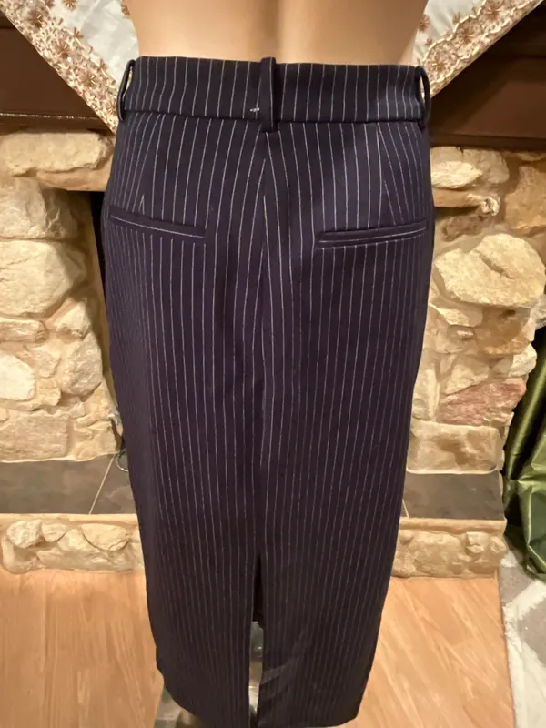 Pinstripe Maxi Dark Navy Skirt - Image 9