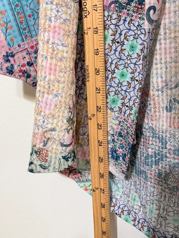 World Market Floral Boho Patchwork Open Front Kimono Cardigan one size pink blue - Image 11