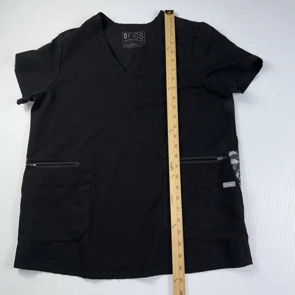 Figs Casma Technical‎ Collection Feather Black Scrub Top Rayon Women M W19SW1001 - Image 5