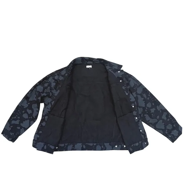 POL Denim Jacket Women LG‎ Black Camo Hand Painted Heart Graphic Streetwear Boho - Image 4