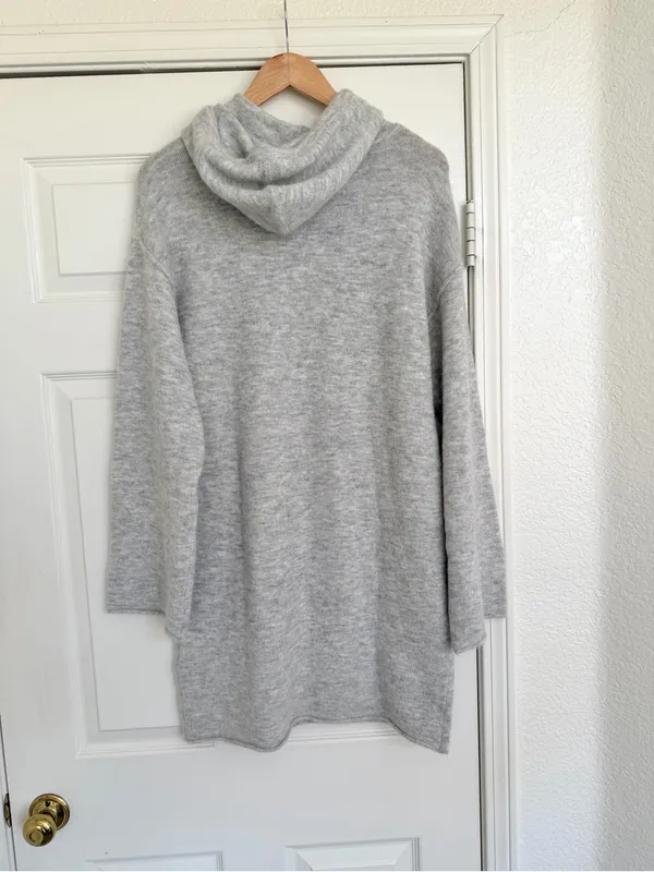 Aritzia Wilfred Free Cozy Light Gray Hooded Knit Wool Blend Sweater Dress S NWT - Image 6