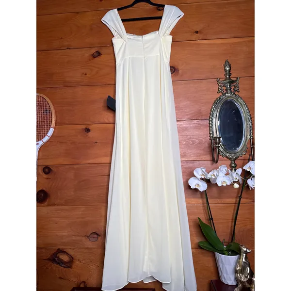 NWT Lulus Magical Magnetism Pale Yellow Off-the-Shoulder Maxi Dress Banquet Sz S - Image 6
