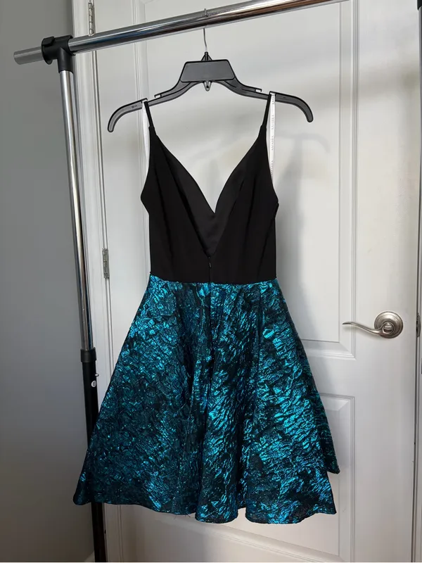 Black and Teal Amarra Cocktail Dress - Image 2