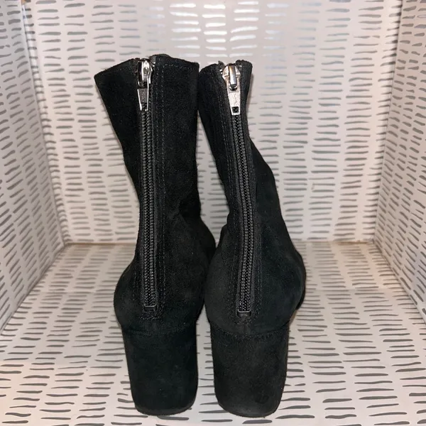 Free People Cecile Black Suede Leather Block Heel Ankle Boots Booties Sz 39 8.5 - Image 5