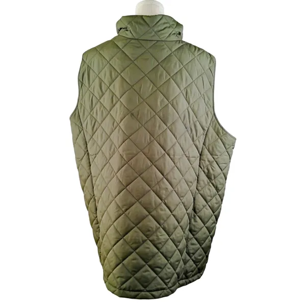 Lands' End Women's 3X Diamond Quilted Puffer Vest in Olive Full Zip Lightweight - Image 3