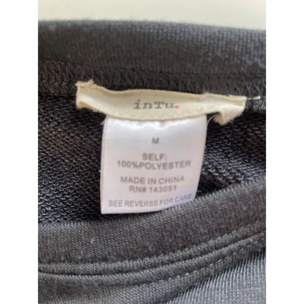 Intru Women's‎ Gray Crew Neck Long Sleeve Rhinestoned Cropped Sweatshirt Size M - Image 5