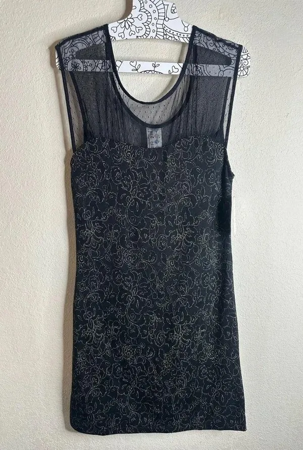 Free People Dragonfly Dress black/gold size large NWT - Image 3