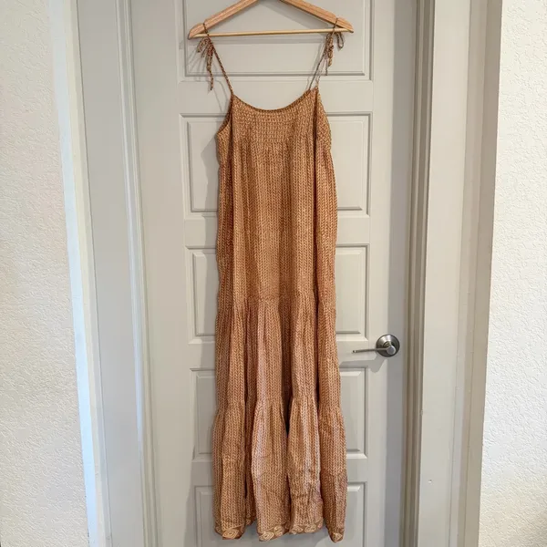 Natalie Martin Melanie 100% Silk‎ Brown Maxi Dress Size Small - Image 3