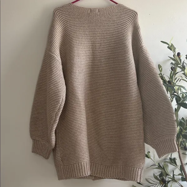 Pink Lily Tan Knit Cardigan - Image 5