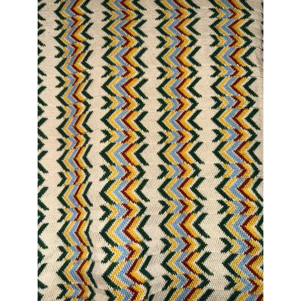 Vintage Jacques Gilles Wool Rainbow Chevron Cardigan Medium Retro 70s Italy Flaw - Image 10