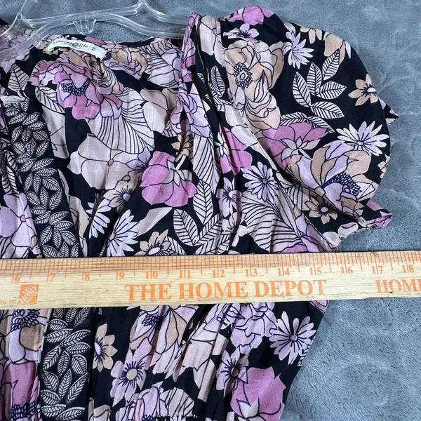 Natural Life Bella Maxi Dress Small Pink Floral Boho Festival Hippie Pockets - Image 7