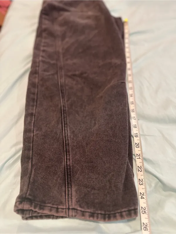 Black denim overalls jumpsuit Sz:L acid washed relaxed fit wide leg Baggy. - Image 5