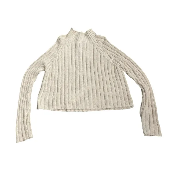 American Eagle Outfitters Oatmeal Chunky Cropped Mock Neck Sweater SZ XL Y2K - Image 2