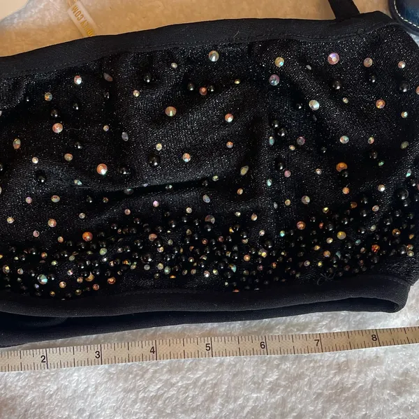 NWT Oh Polly Black Beaded Crop Top w Halter Ties Sz 0 - Image 8