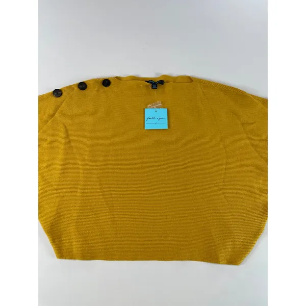Faith + Zoe Sweater Size L Golden Yellow Ribbed Raglan Sleeve Button Detail NWT - Image 5
