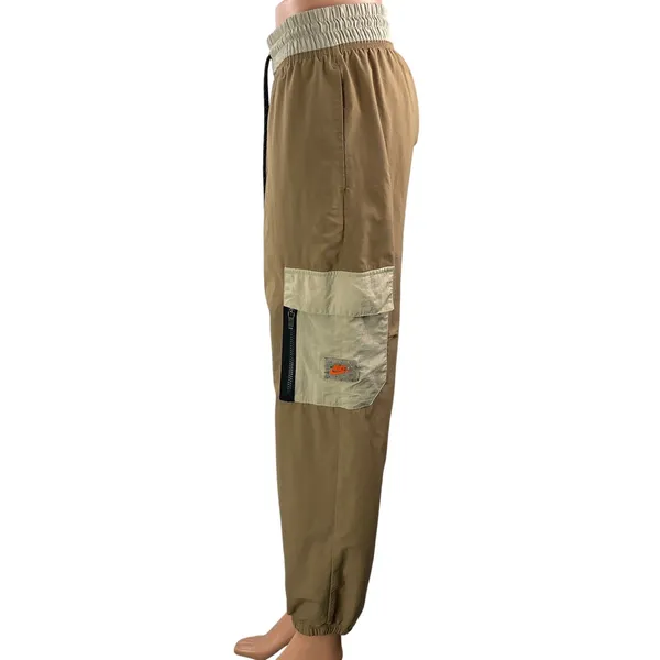 Nike Women's Tan Beige High Rise Drawstring Woven Cargo Jogger Sweat Pants S - Image 2