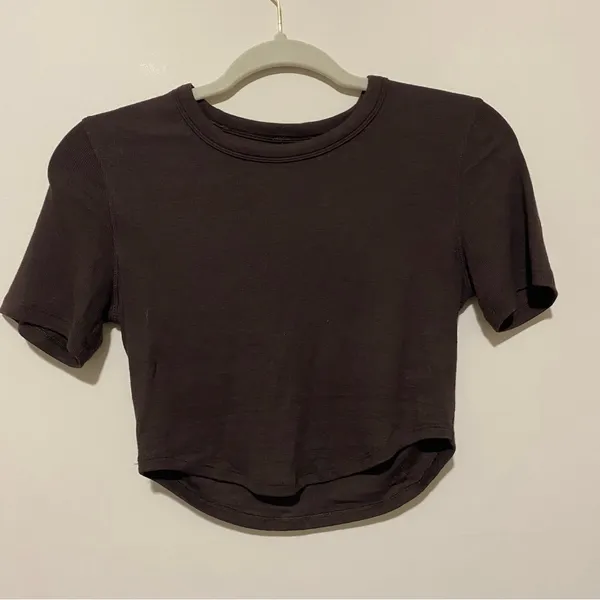 Lululemon Chocolate Brown Ribbed Soft Crop Top size XS/S - Image 2