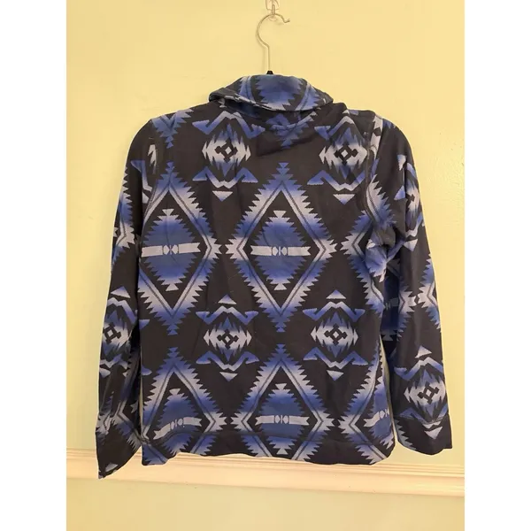 Chaps Women’s Sweatshirt Southwestern Diamond Shawl Neck Blue‎ Black L - Image 3