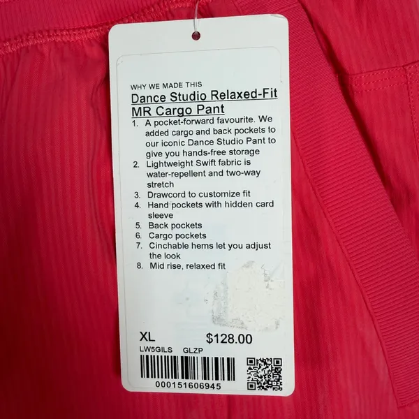 Lululemon XL Dance Studio Relaxed Fit Mid Rise Cargo Pants Glaze Pink Stretch - Image 6