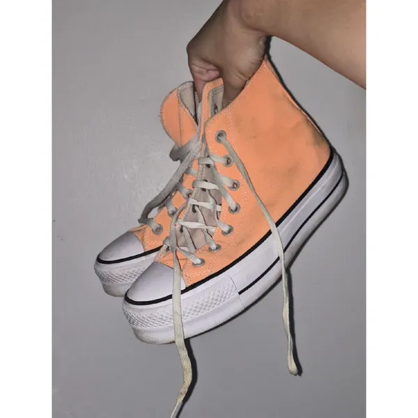 Converse Peach High Top Canvas Sneakers Platform Womens 8 - Image 5