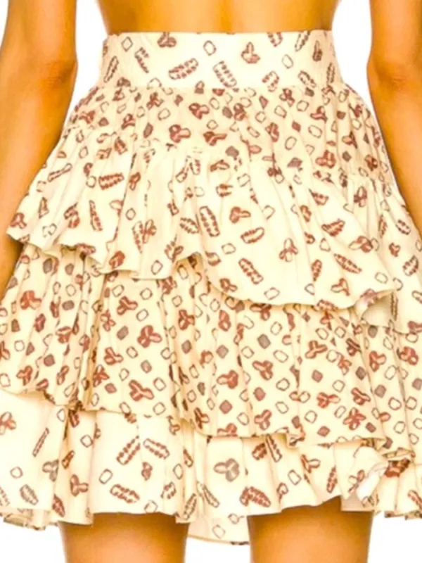 Ulla Johnson Aminta Ruffle
Mini Skirt in Beige Opal - Image 4