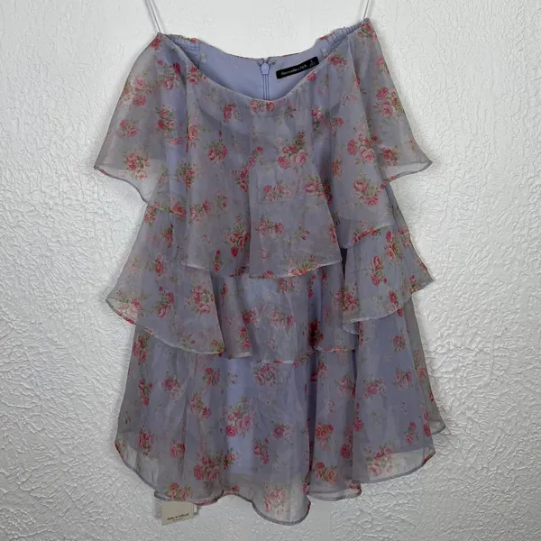 Abercrombie & Fitch Organza Floral Tiered Strapless Mini Dress Size Small NWT - Image 2