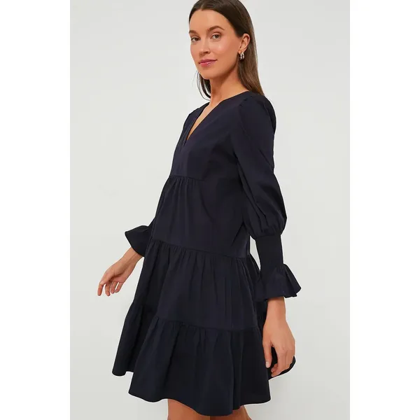 Tuckernuck Pomander Place Navy Blue Cotton Poplin Kenzo Mini Dress Sz Small $98 - Image 3