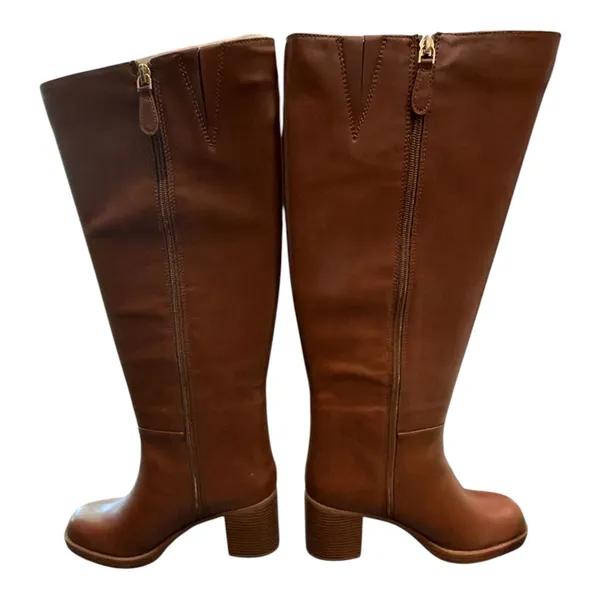 On 34th Priscillaa Tall Knee High Boots Burnt Copper Brown Block Heel 10M NIB - Image 6