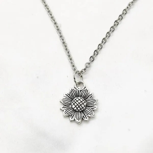 Sunflower Pendant Necklace Silver - Image 4