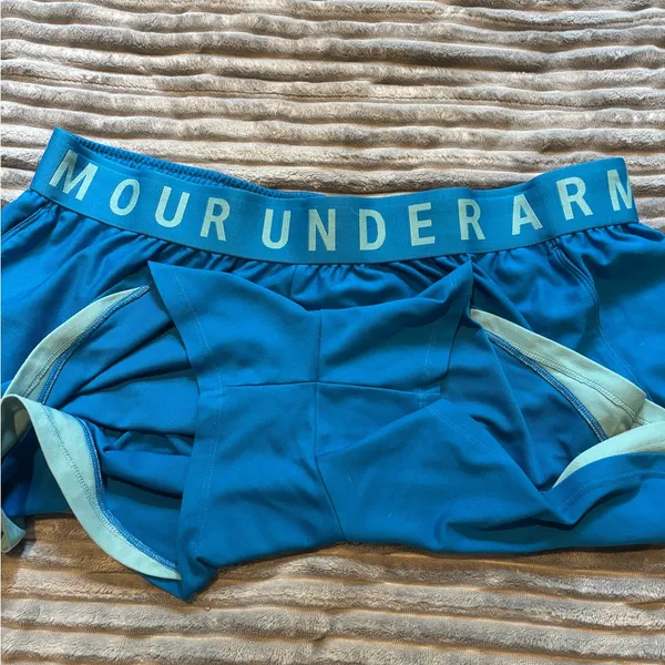 Under Armour Women's Teal and Light Green Athletic Shorts - Image 4