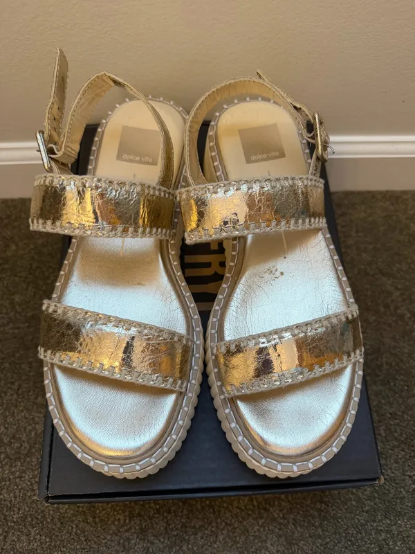 Dolce Vita Shimmery Gold Platform Sandals - Image 2