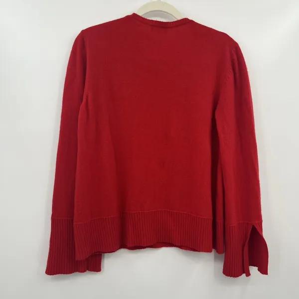 Women's Red Sweater Bianco & Blu Merino Wool Blend Christmas Bright Italy Relax - Image 6