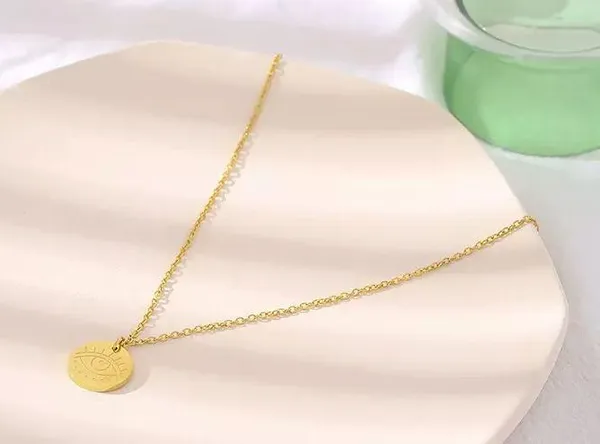 Stainless Steel Round Eye Pendant Necklace - Image 3