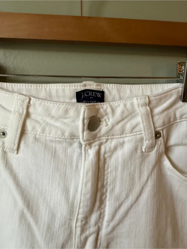 J.Crew Curvy Mid-Rise Flare Crop Jeans – White Size 29 - Image 3