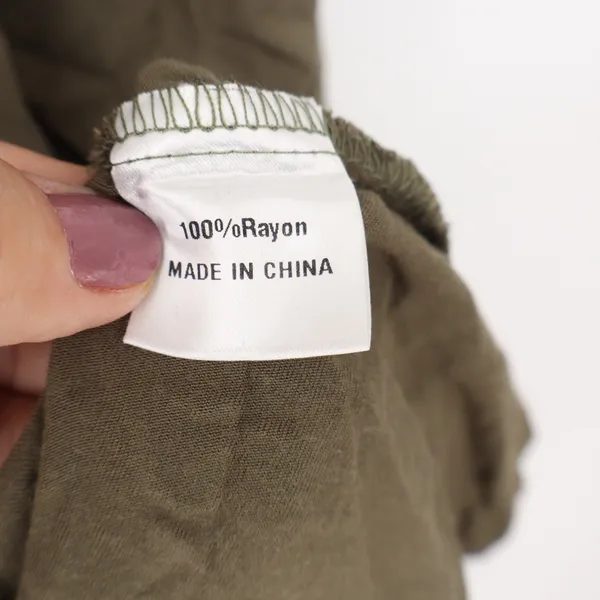 ZESICA Smocked Flutter Sleeve Tiered Maxi Dress Olive Green Large - Image 4