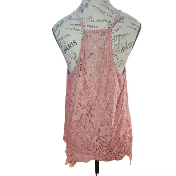 Pink Lace Spaghetti Tank Top Size Size Large (No Size tag is 21" P2P) - Image 2